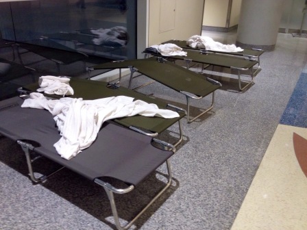 Cots in Terminal at DFW